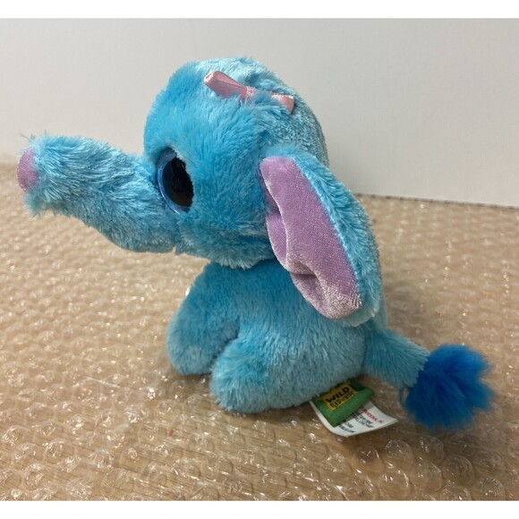 Wild Republic baby Blue Purple Elephant  5.5 inch Plush Sparkle Eyes 2015 - Picture 3 of 7
